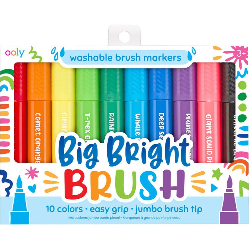 Big Bright Brush Markers - Easy Grip - Set of 10