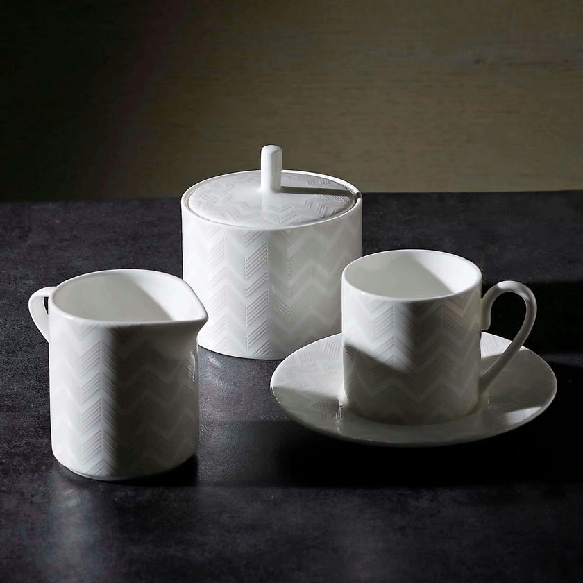 Sugar Pot Zig Zag  White Diam. 3.3"