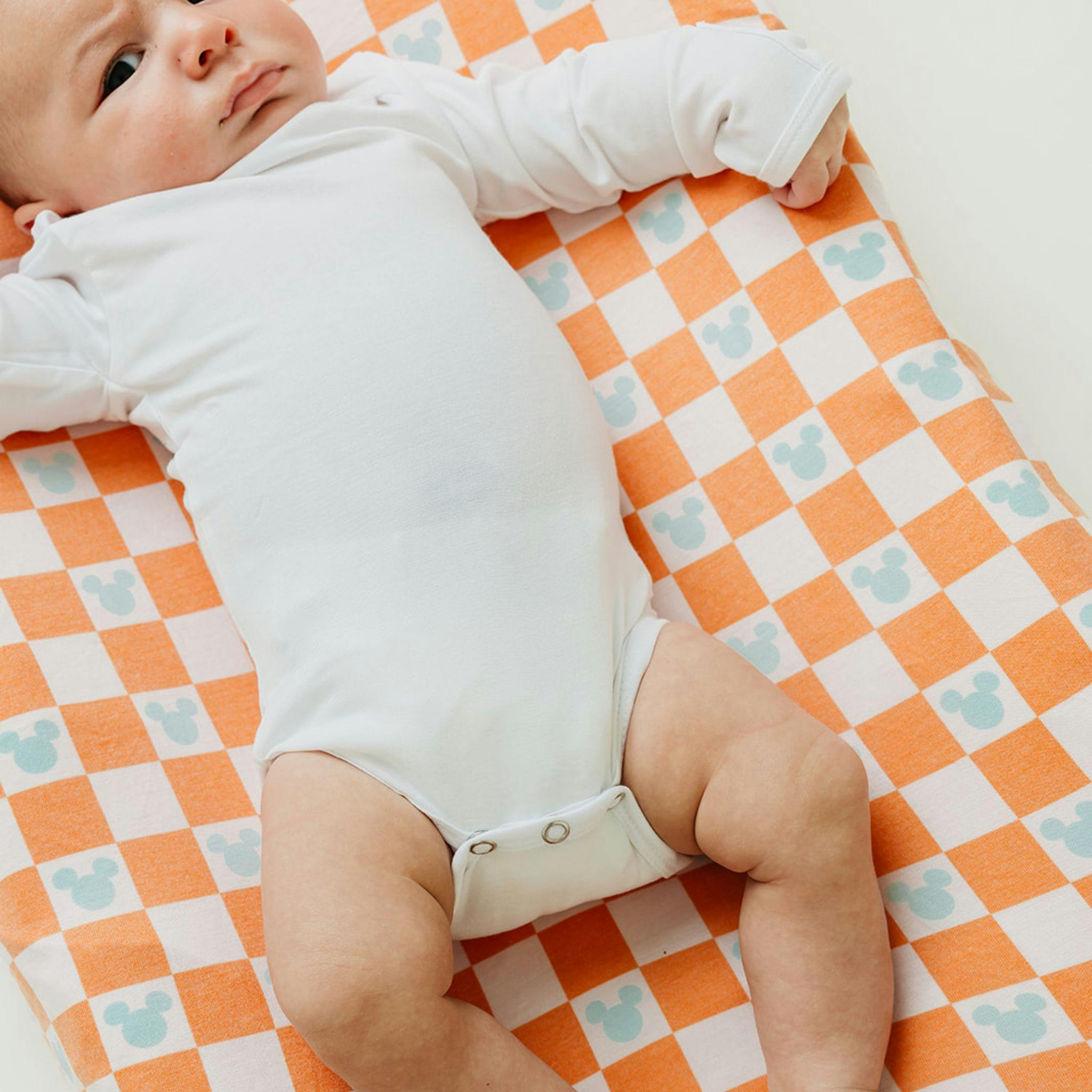Premium Knit Diaper Changing Pad Cover - Mickey Mouse Check