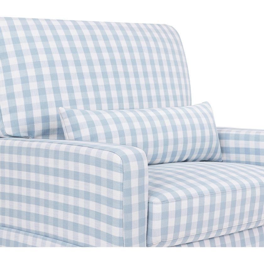 Crawford Pillowback Chair and a Half Comfort Swivel Glider in Blue Gingham