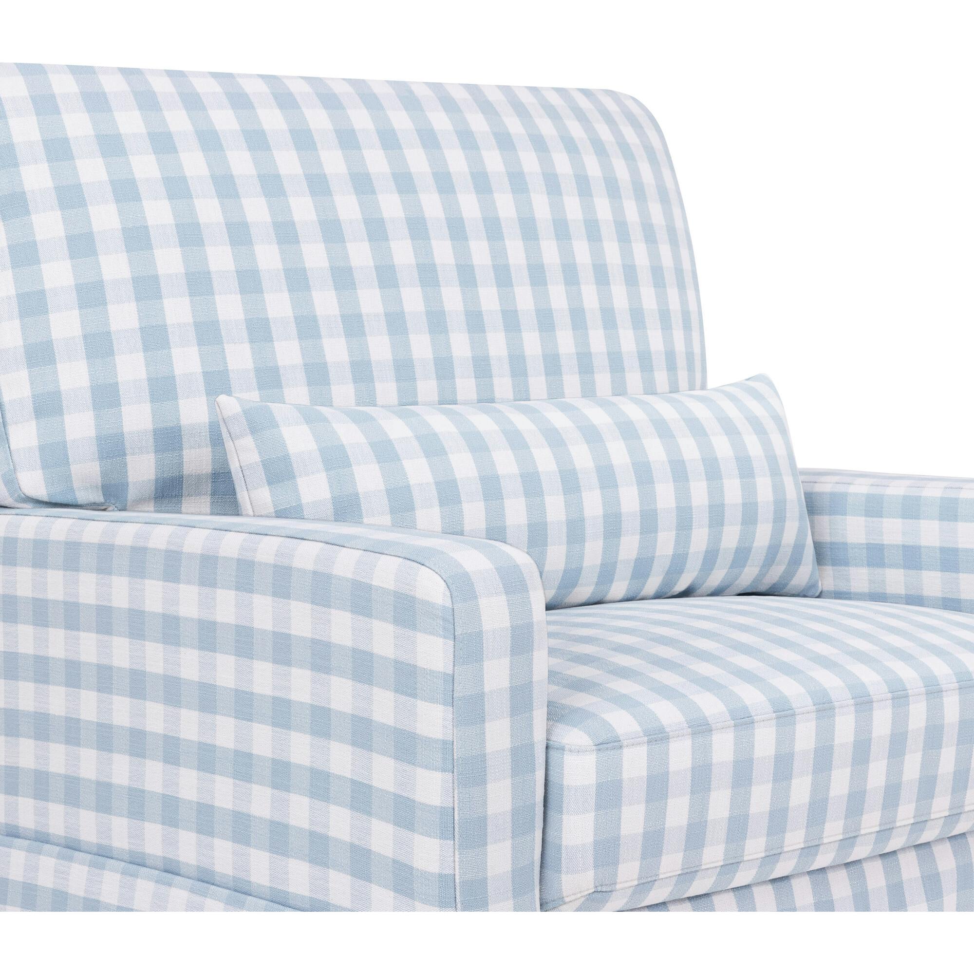 Crawford Pillowback Chair and a Half Comfort Swivel Glider in Blue Gingham