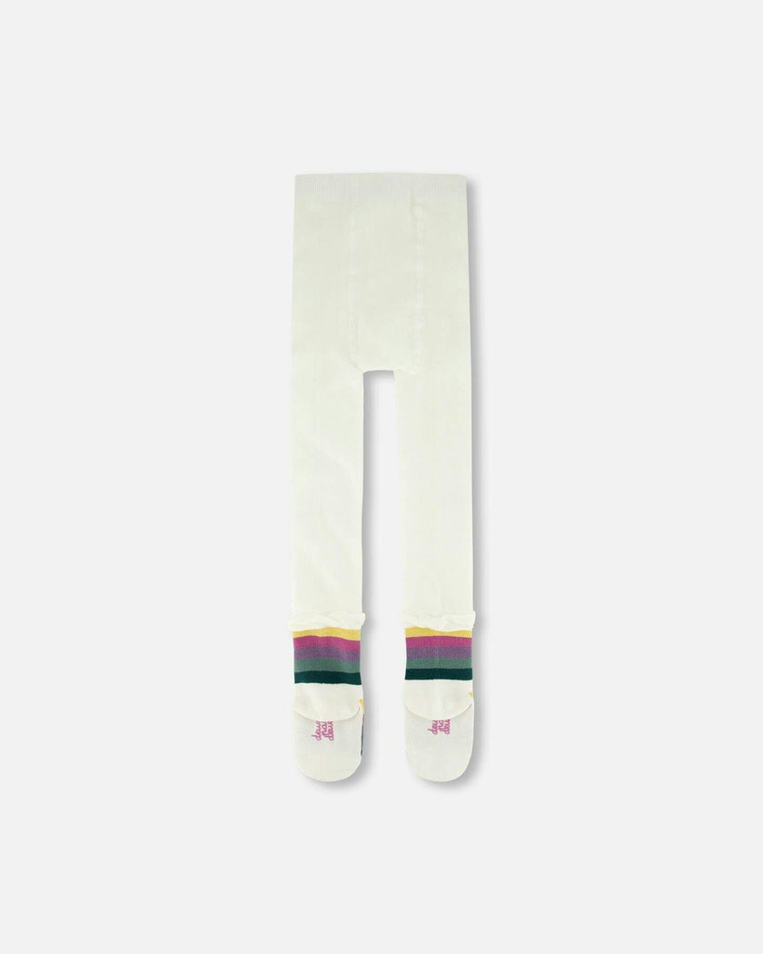 Striped Footed Knit Tights Off-White