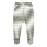 Organic Kimono Top & Footed Pants Set - Olive Stripes