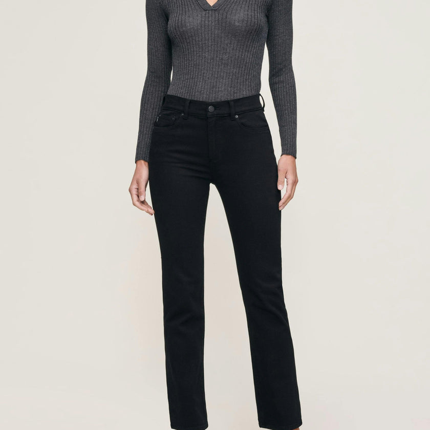 Mara Straight Mid Rise Instasculpt Ankle Jeans  Black