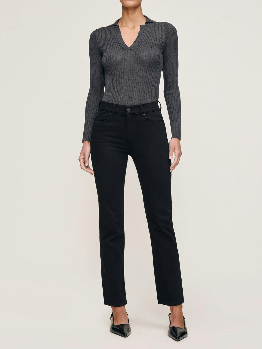 Mara Straight Mid Rise Instasculpt Ankle Jeans  Black