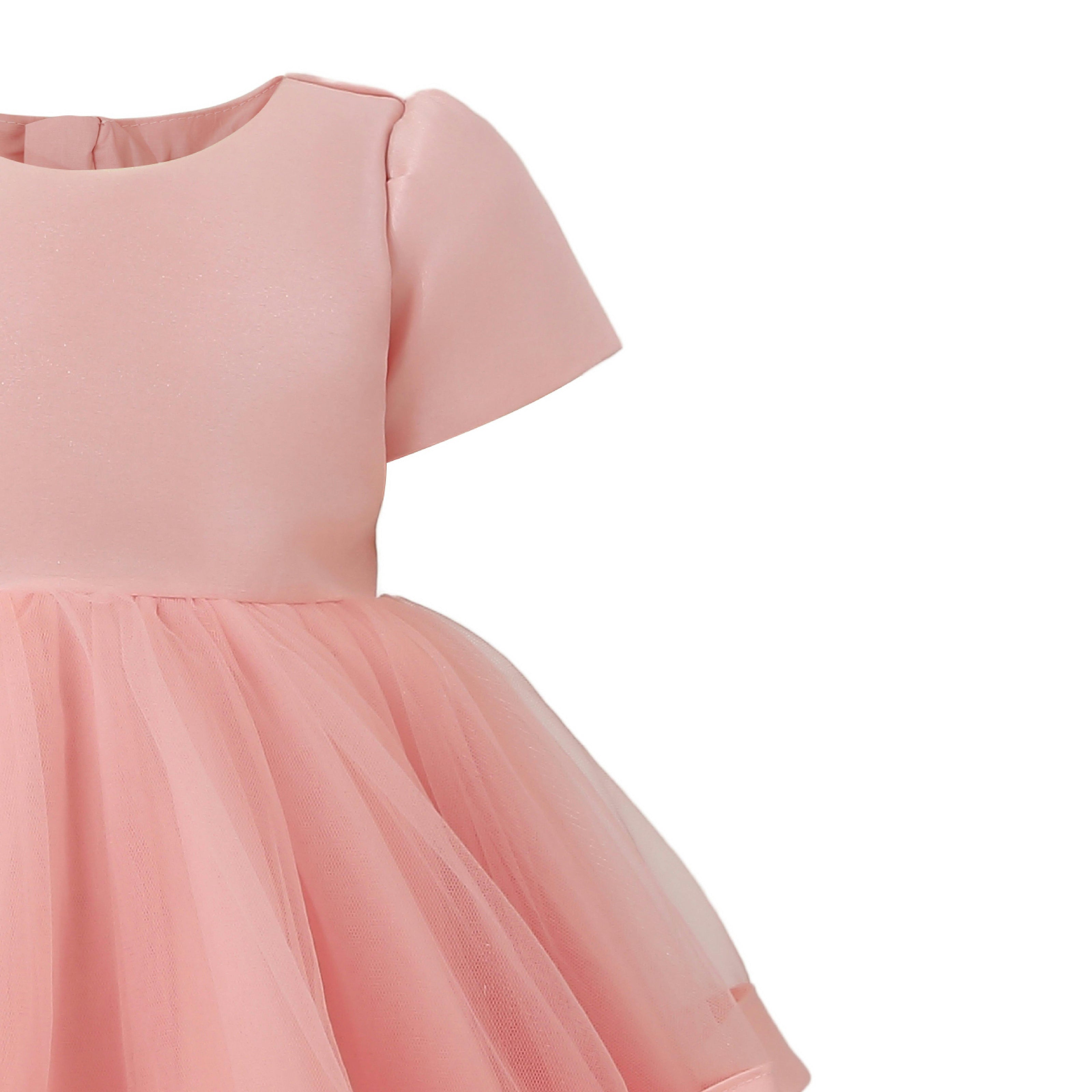 Pink Suttona Satin Bow Dress