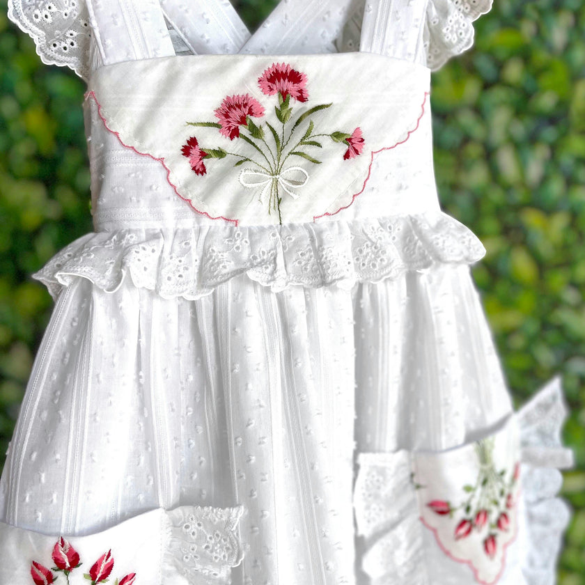 2T Heirloom Handkerchief Dress - Red Floral Bouquet