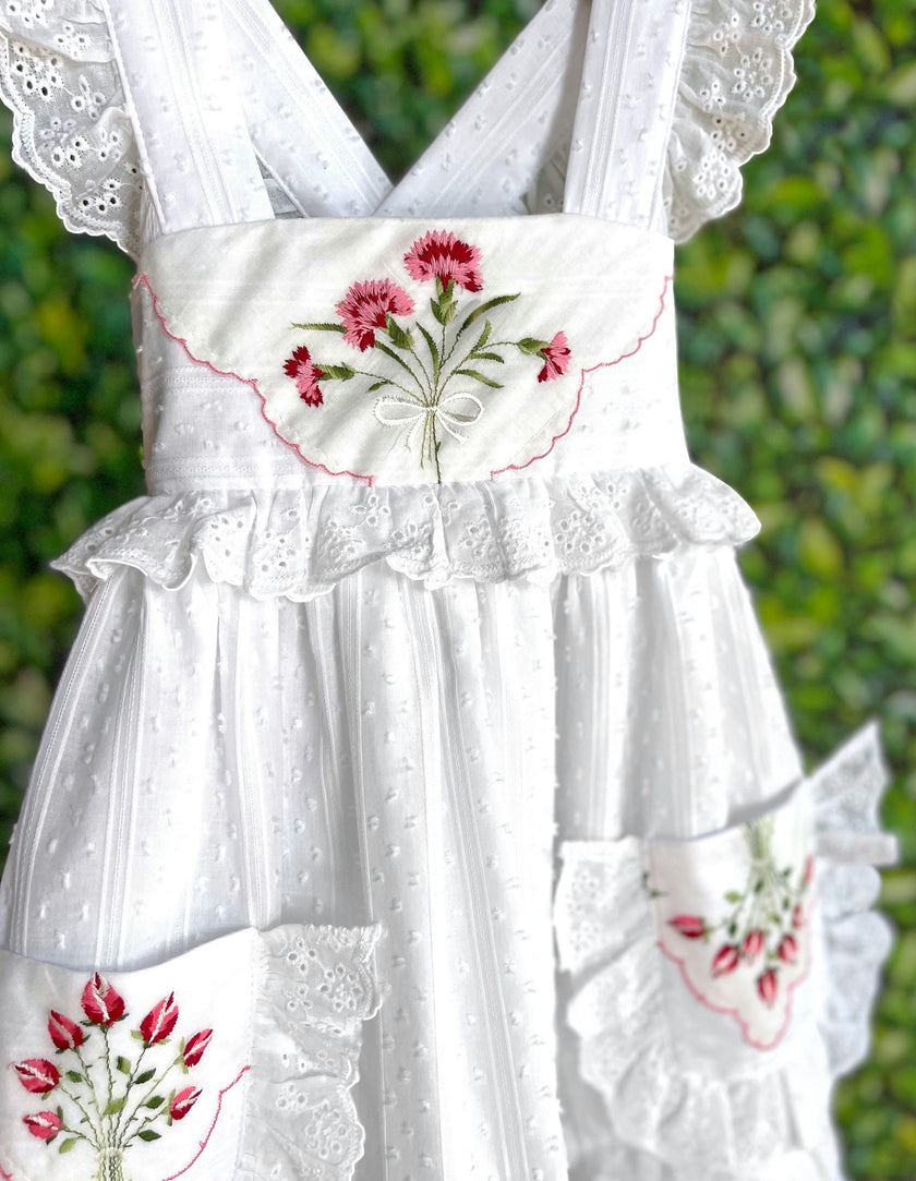 2T Heirloom Handkerchief Dress - Red Floral Bouquet