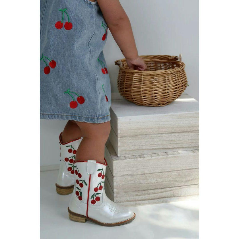 Cowgirl Wild Cherry Boots, White