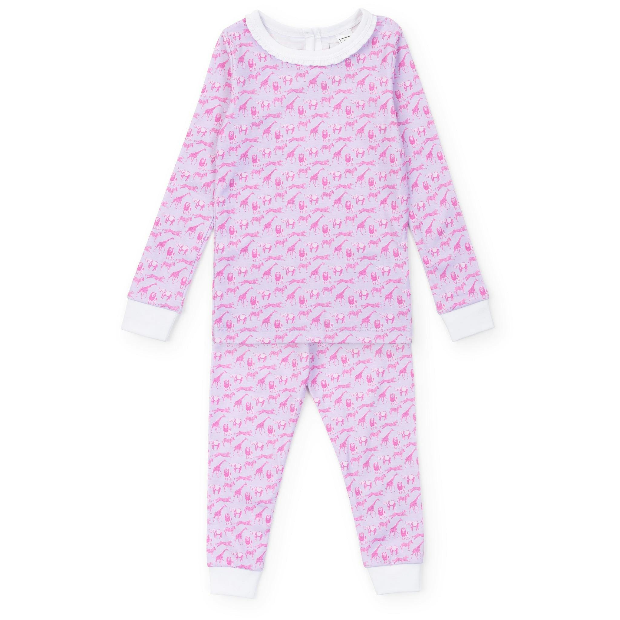 Ava Girls' Pajama Pant Set - Pink Savanna Safari