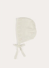 Openwork Cotton Knitted Bonnet in Cream (S-L)