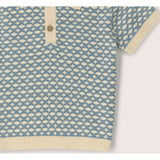 Hazy Blue Short Sleeve Knitted Top, Blue