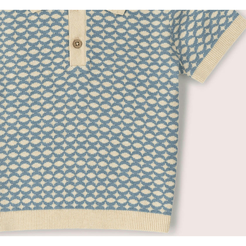Hazy Blue Short Sleeve Knitted Top, Blue