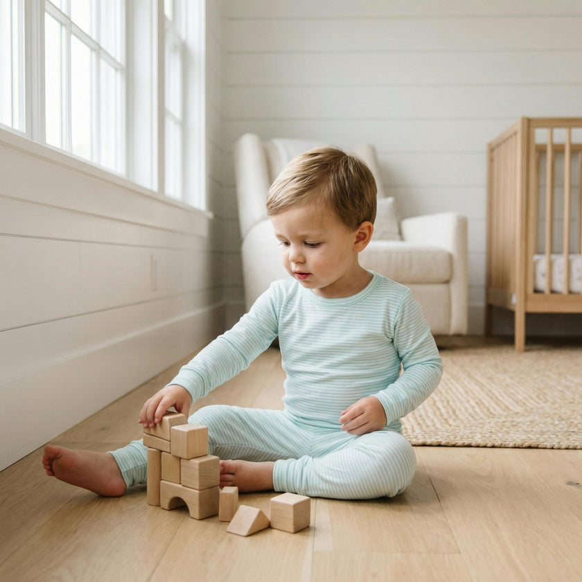 Cloud Stripe Bamboo Toddler Pajama Set
