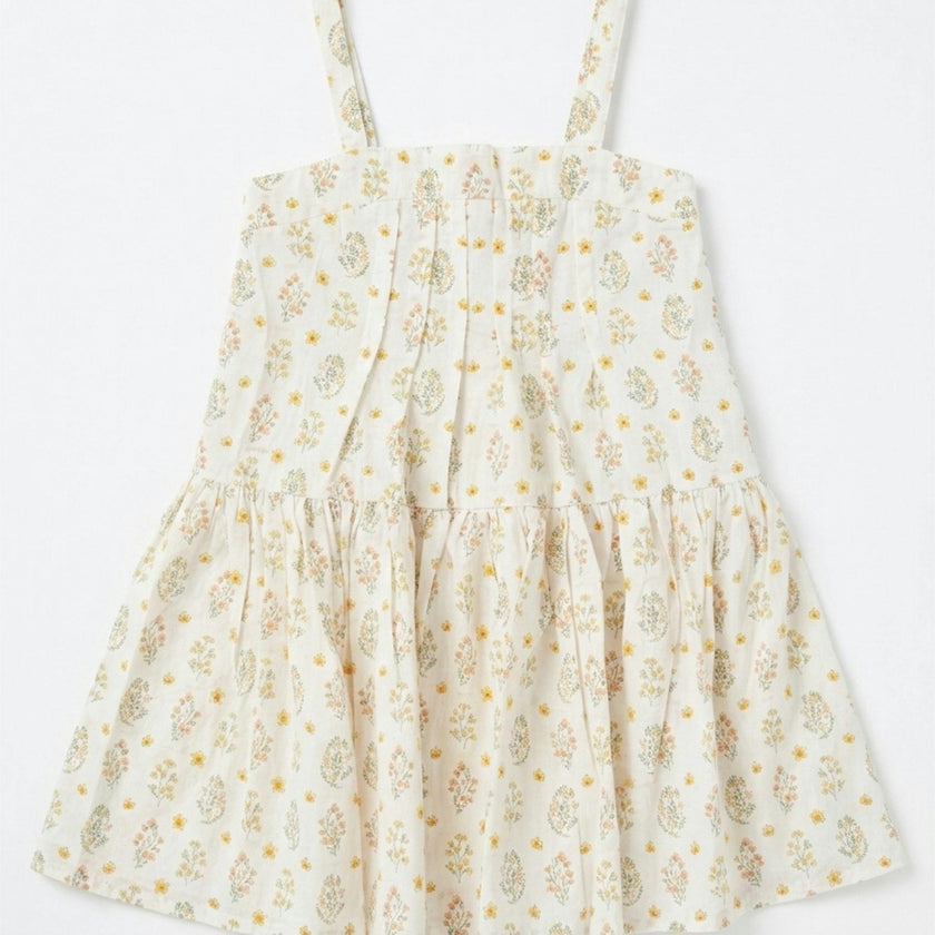 Hikari Pintuck Dress |Golden Blossom