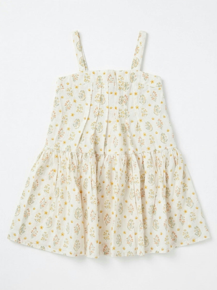 Hikari Pintuck Dress |Golden Blossom