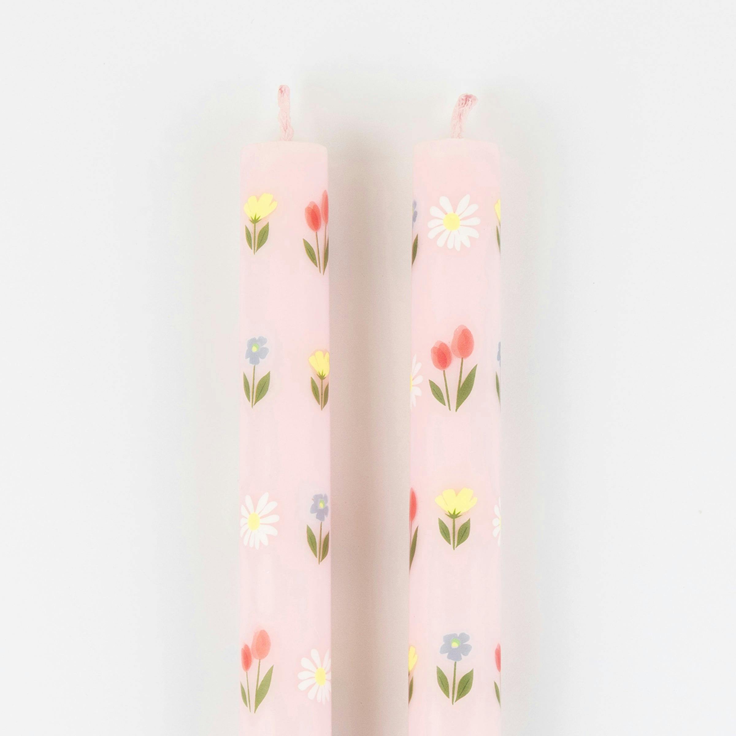 Floral Pattern Table Candles