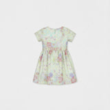 Eryna Girl Dress Short Sleeve, Pistachio Violet Flower