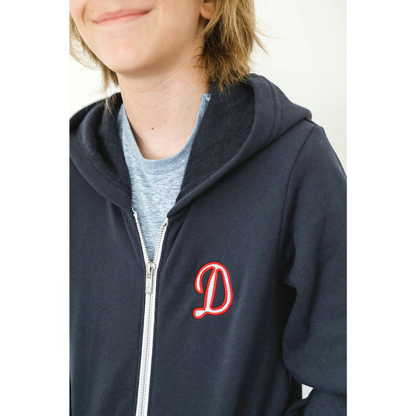 Hooded Zip-up Sweatshirt Retro Initial