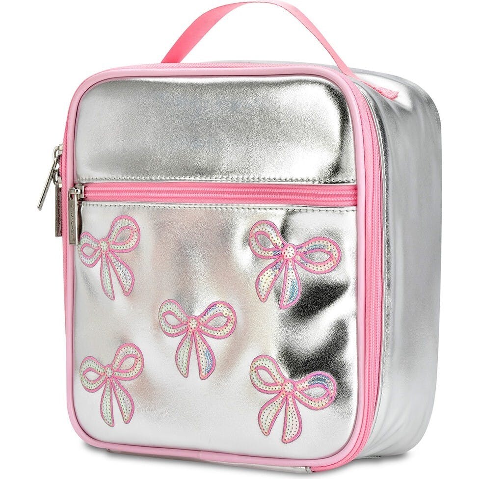 Silver Sequin Bows Lunch Tote