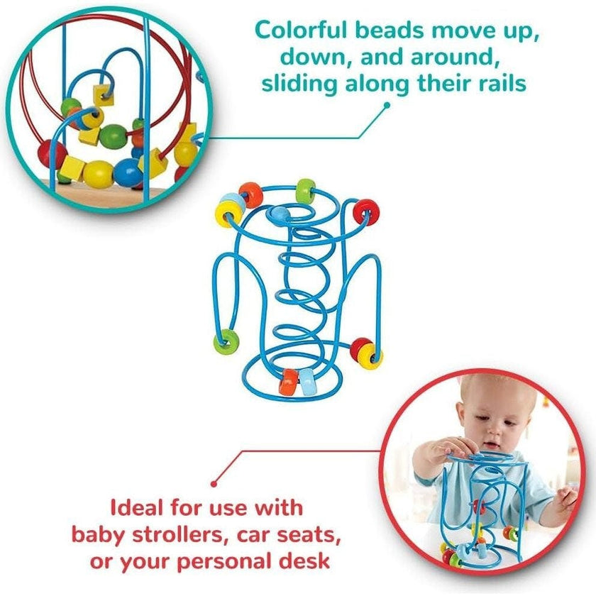 Hape: Spring-A-Ling&nbsp;- Wooden Beads & Blue Spiral Wire Maze