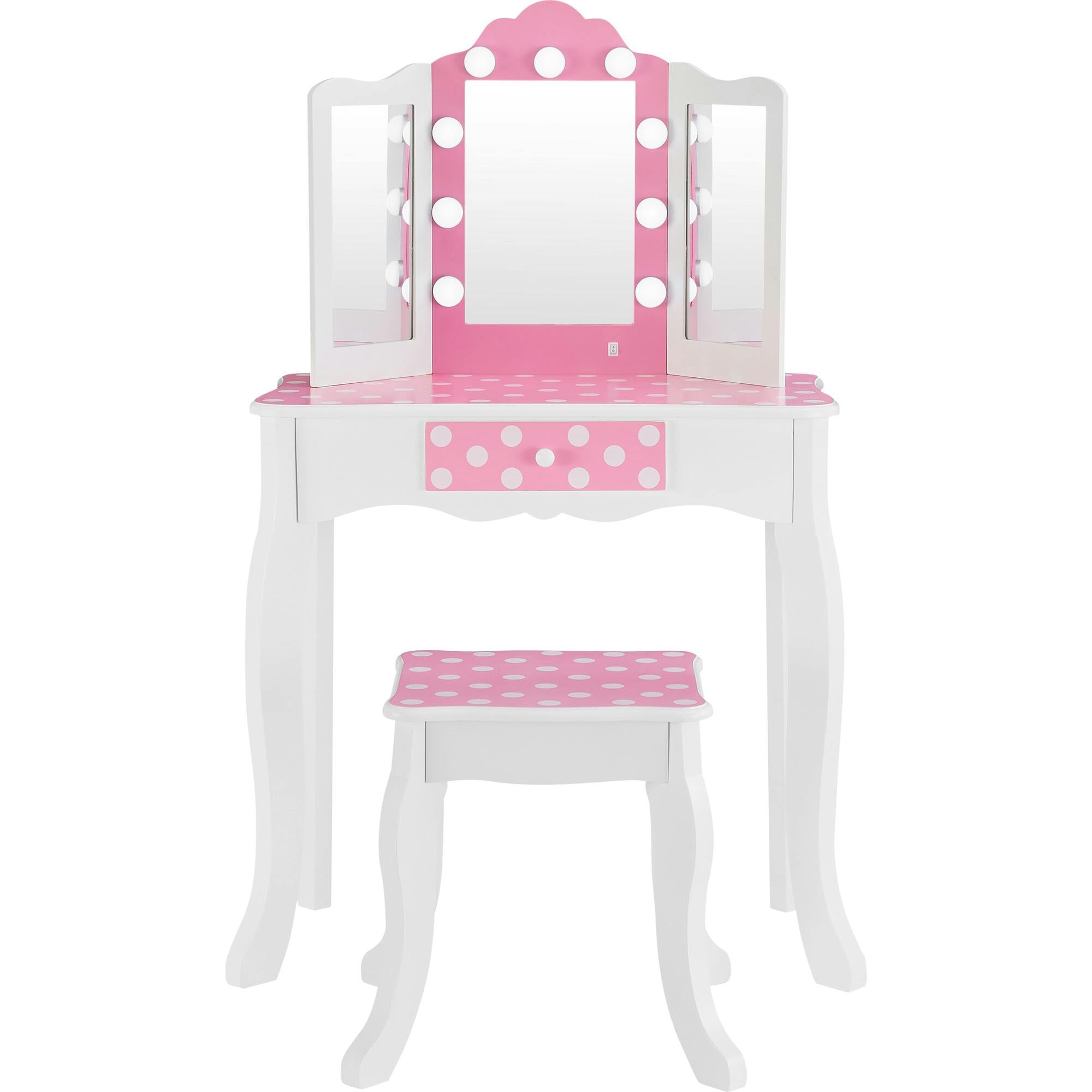 Fantasy Fields Gisele Polka Dot Kids Vanity Table & Stool