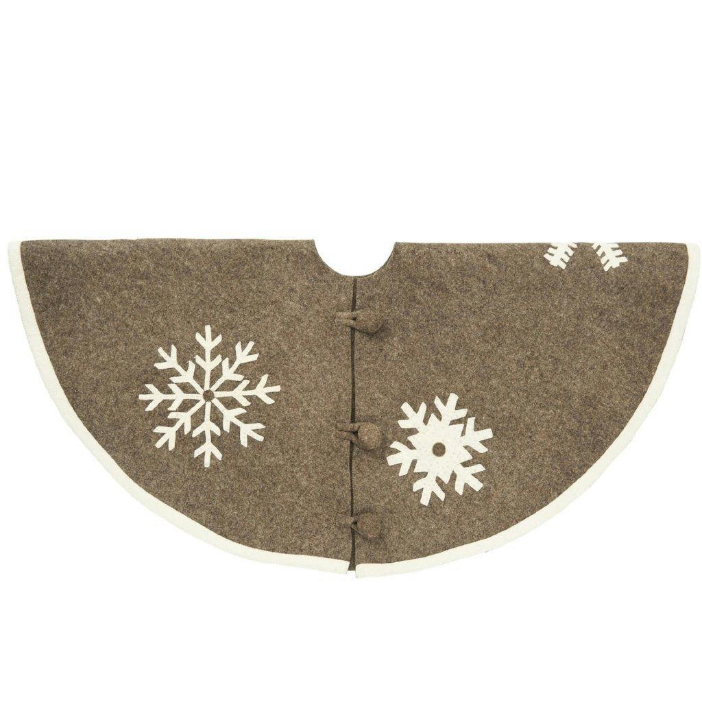 Handmade Snowflakes Gray Christmas Tree Skirt Felt - 60