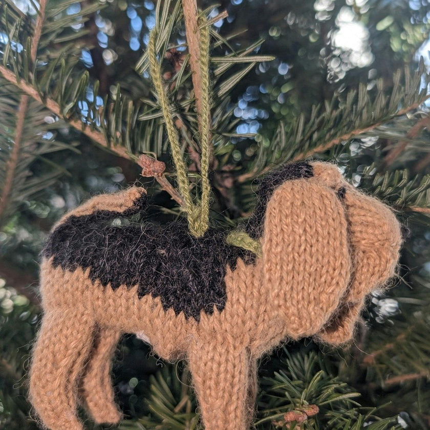 Bloodhound Hand Knit Christmas Ornament