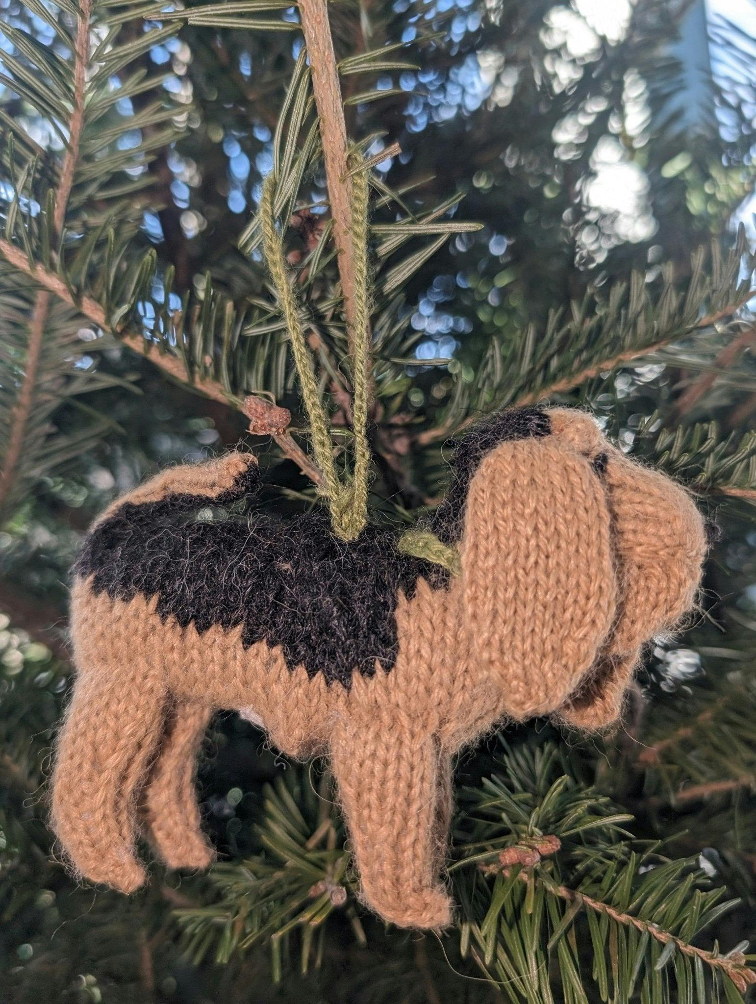 Bloodhound Dog Hand Knit Christmas Ornament