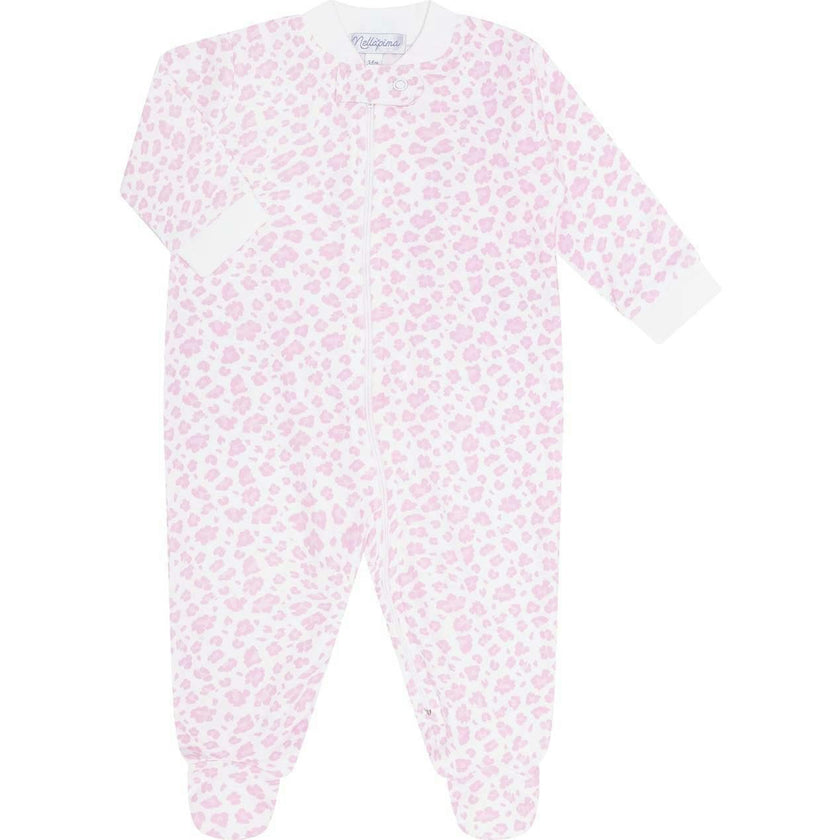 Pink Cheetah Print Zipper Footie