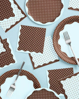 Brown + Blue Napkins - 24 paper napkins