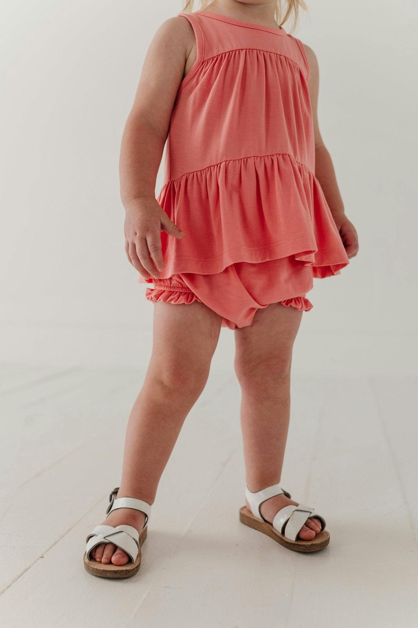 Baby Girl Double Peplum Tank & Bloomer Set in Strawberry Ice