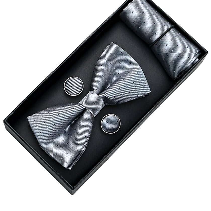 Light Silver Textured Bowtie Set