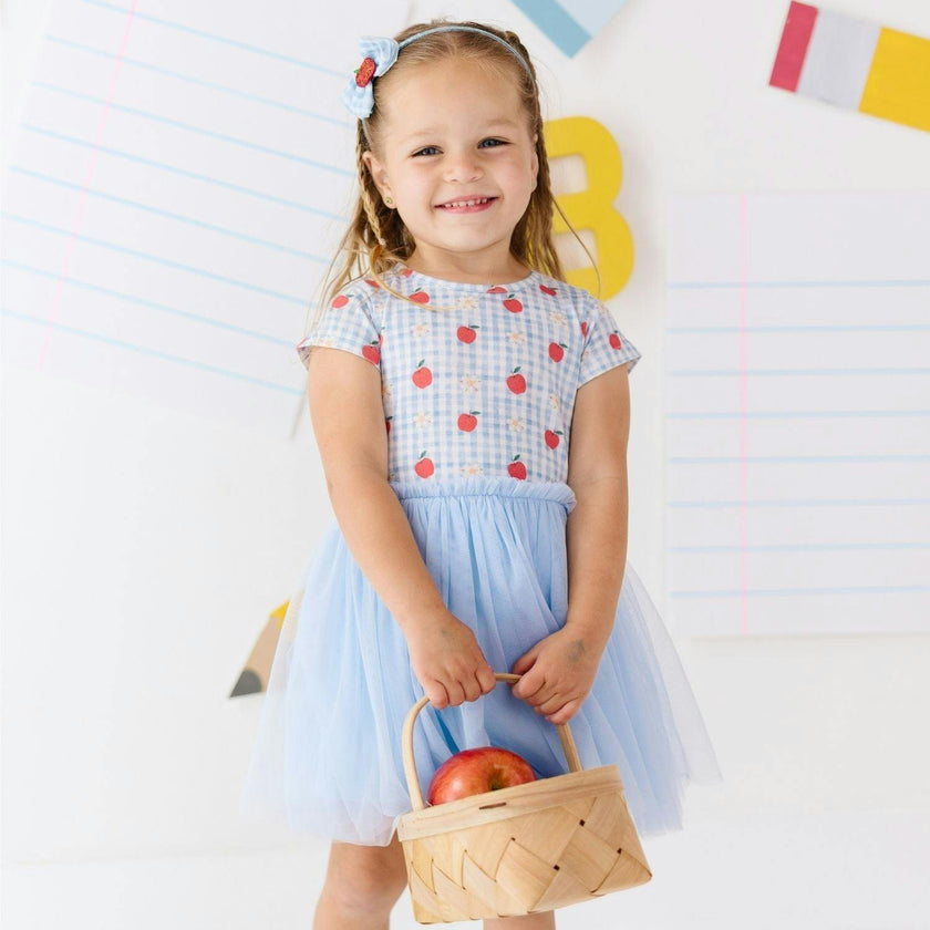 Apple Gingham Short Sleeve Tutu Dress