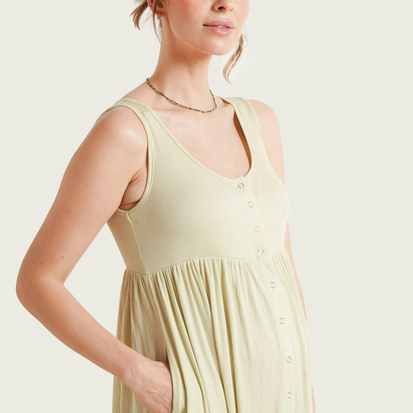 Women's Maternity Ribbed Modal Henley Dress