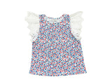 Confetti Ruffle Eyelet sleeves T-shirt
