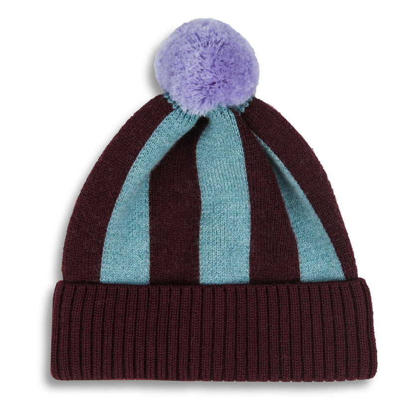 children's merino beanie - burgundy frost