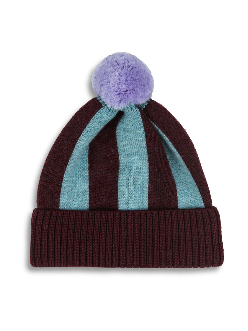 children's merino beanie - burgundy frost