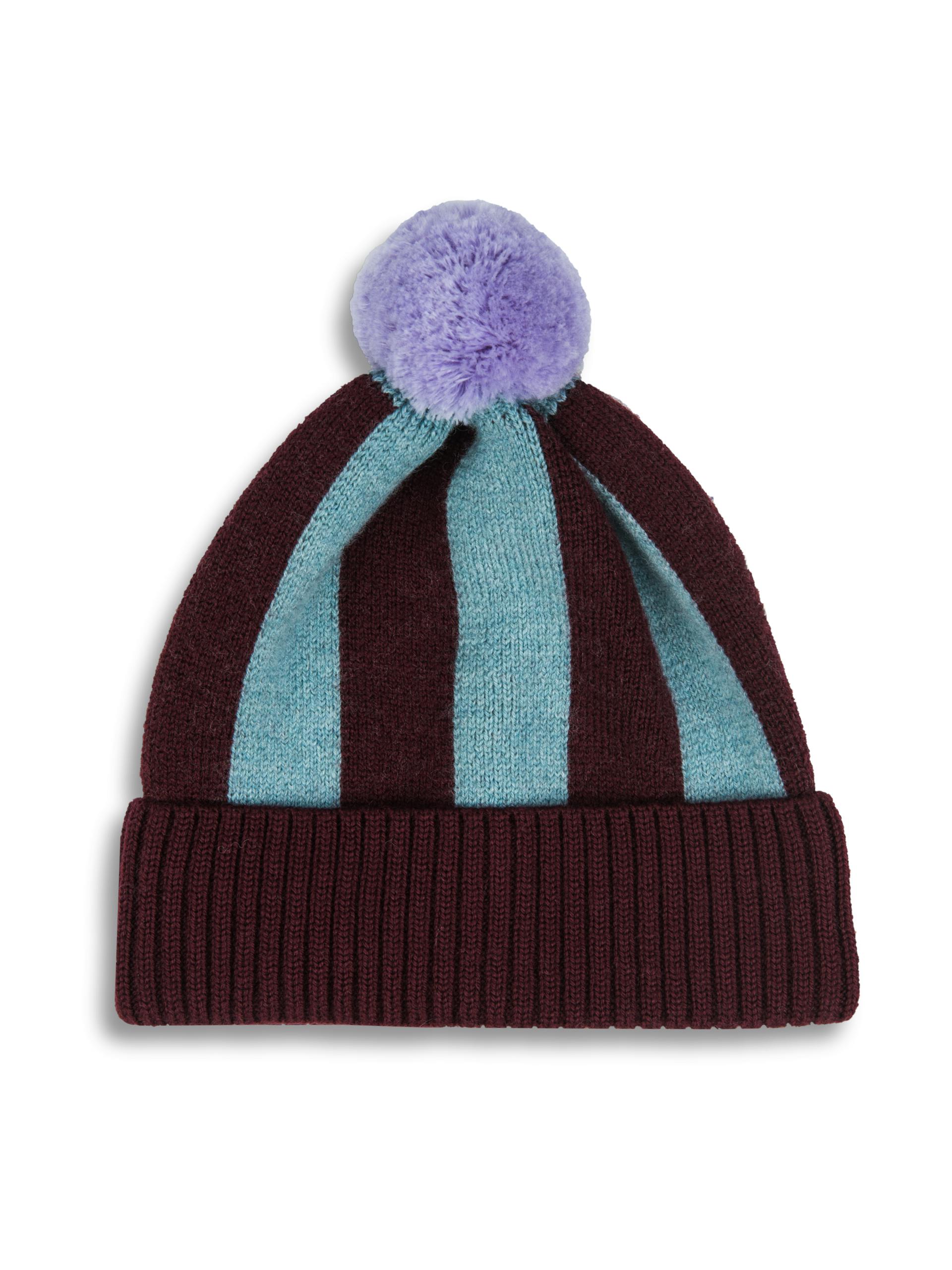 children's merino beanie - burgundy frost