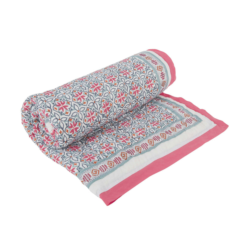 Block-Printed Cotton Crib Quilt