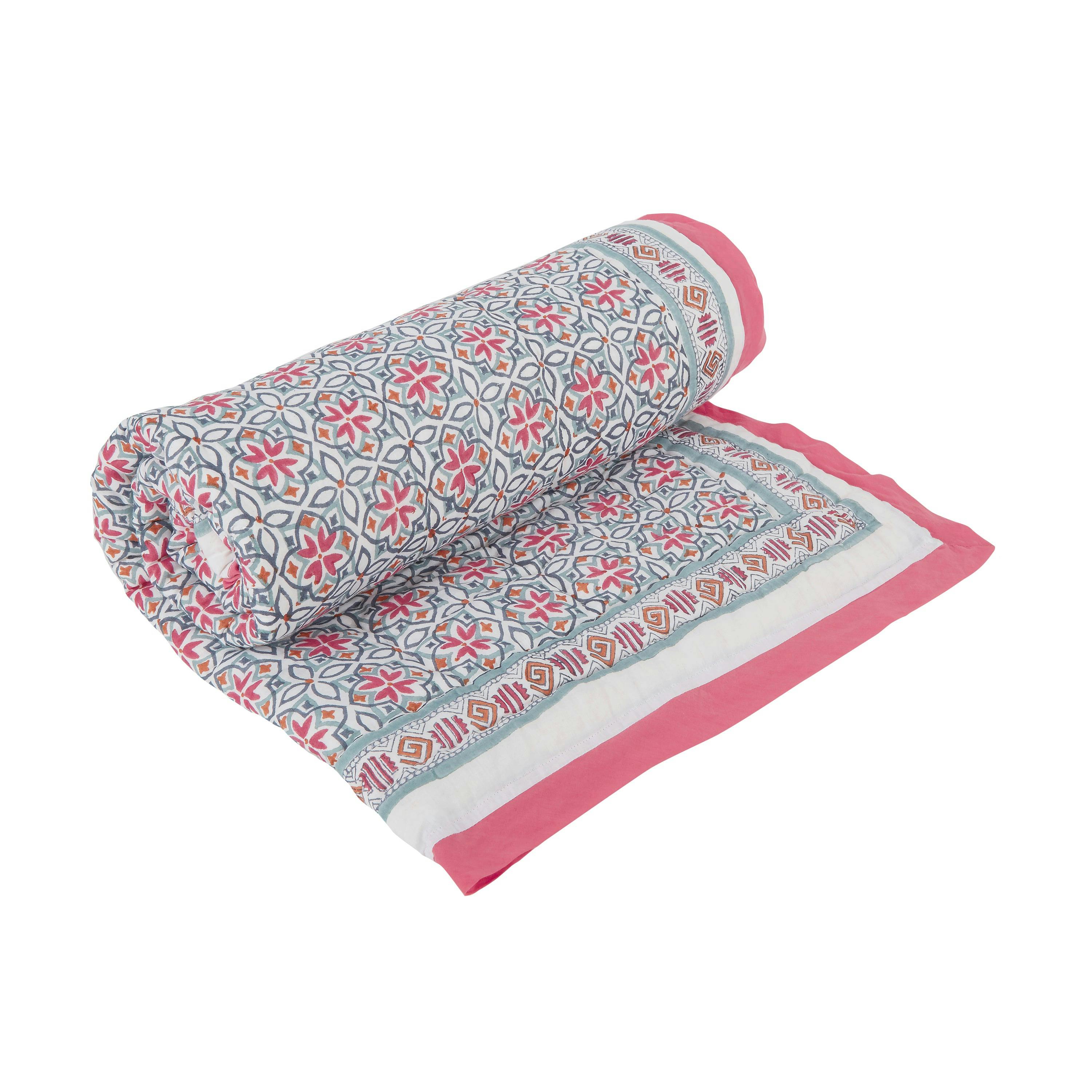 Block-Printed Cotton Crib Quilt
