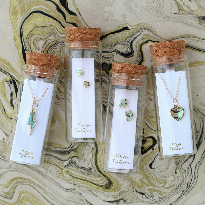 Abalone Lightning Bolt Charm Necklace
