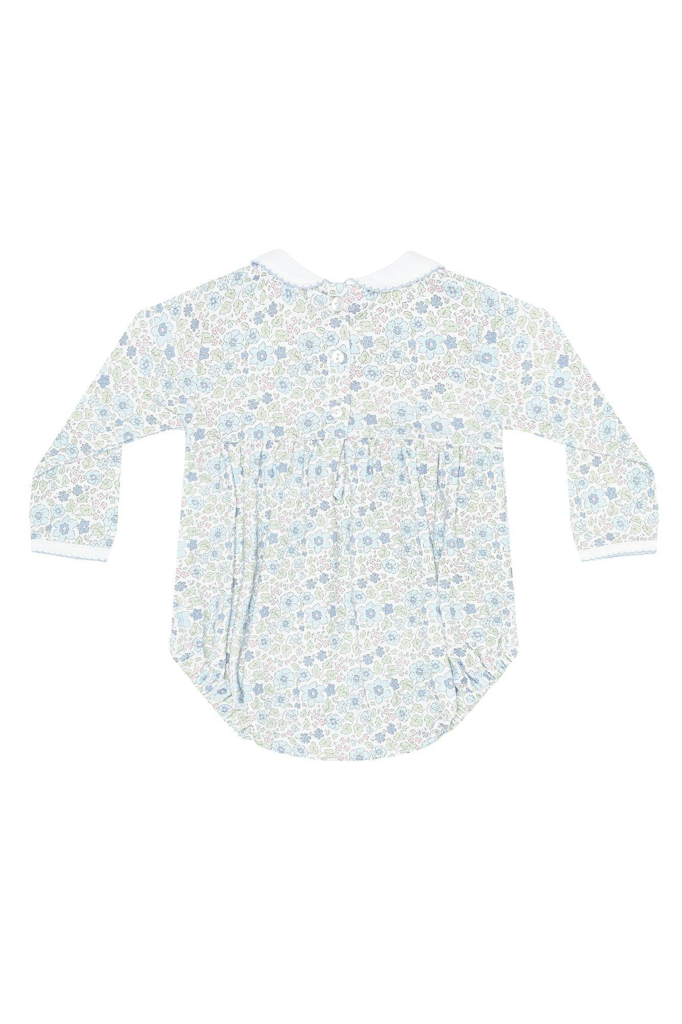 Blue Meadow Smocked Bubble LS