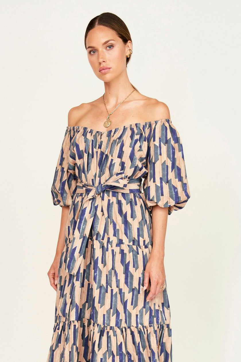Capri Dress in Cerulean Rainfall