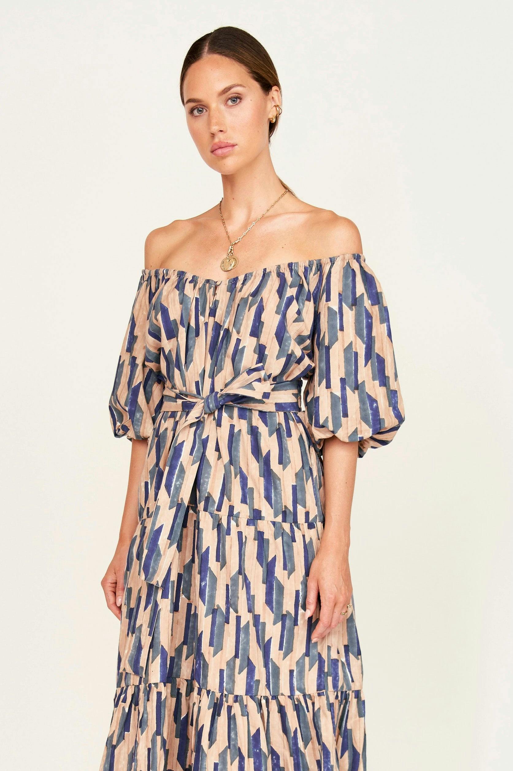 Capri Dress in Cerulean Rainfall