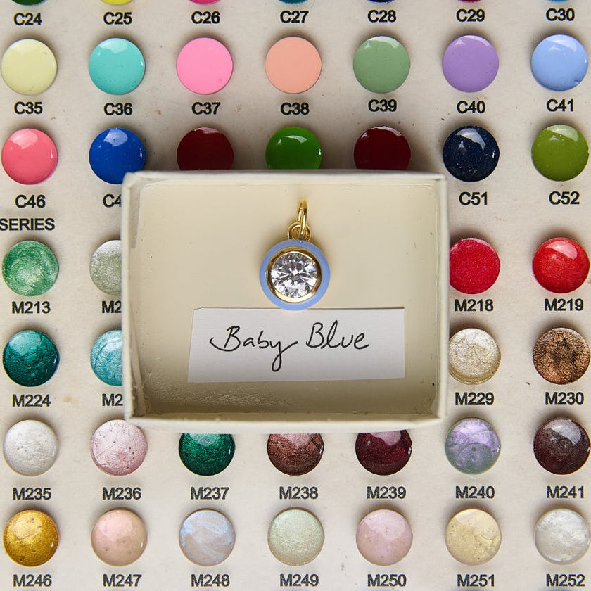 Blue Enamel Bezel Charm