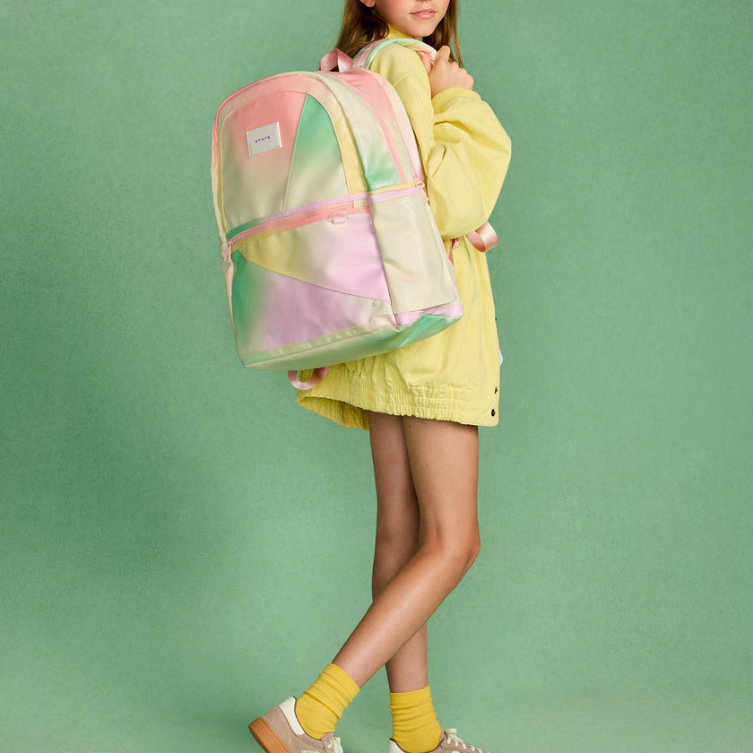 Kane Double Pocket Large Backpack, Tie Dye Patchwork