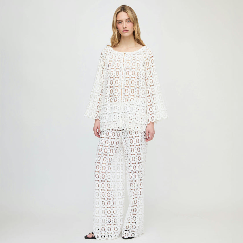 The Kaya Pool Pant - White Broderie