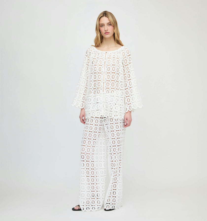 The Kaya Pool Pant - White Broderie