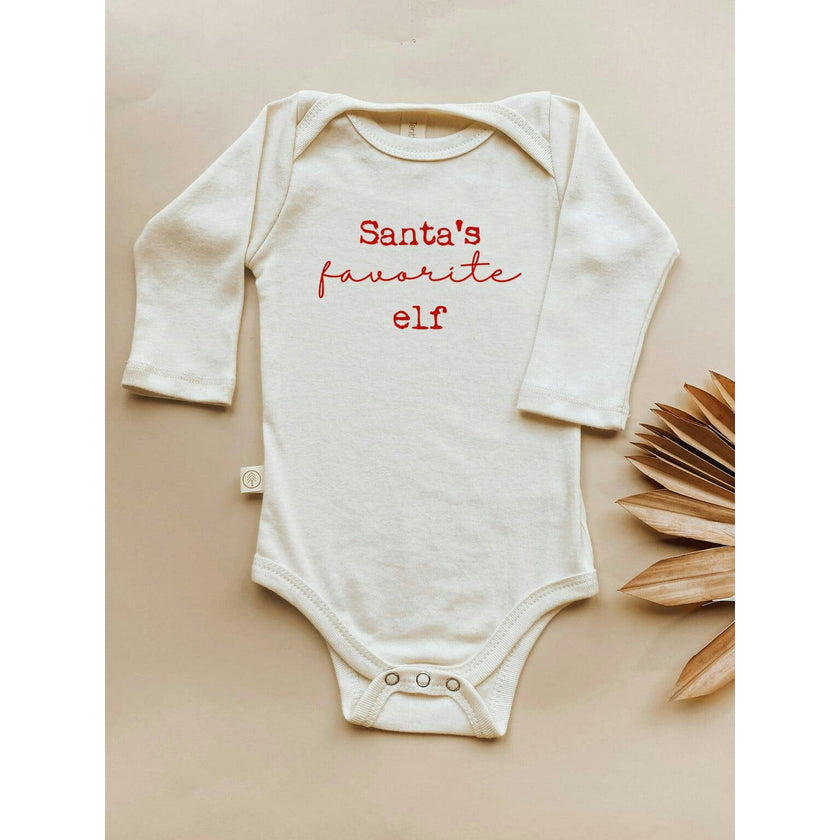 Santa's Favorite Elf Organic Baby Bodysuit Long Sleeve